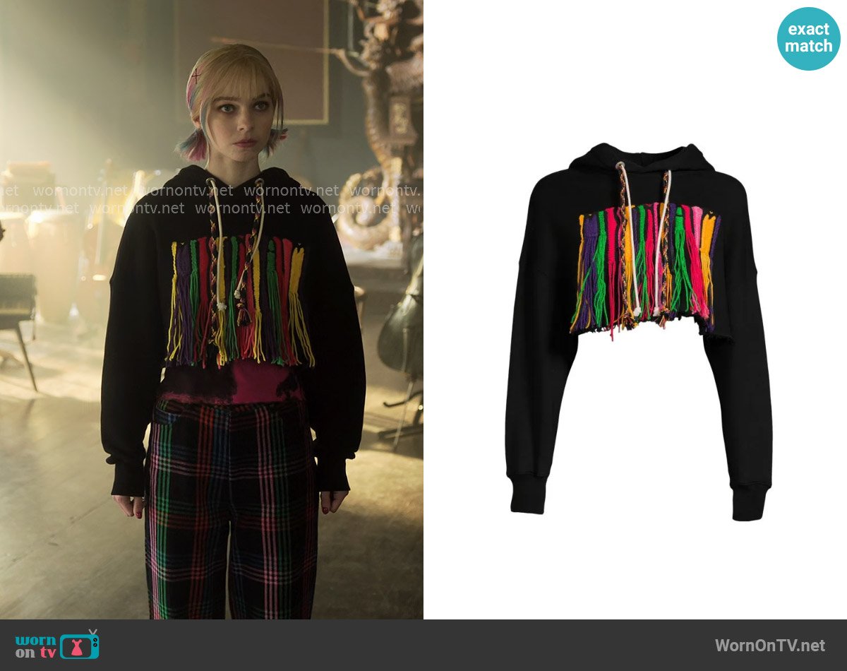 Palm Angels x Missoni Fringe Cropped Hoodie worn by Enid Sinclair (Emma Myers) on Wednesday