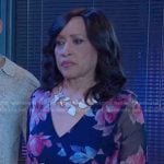 Paulina’s navy floral mesh dress on Days of our Lives