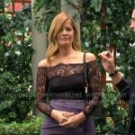 Phyllis’s lace off-shoulder top and wrap skirt on The Young and the Restless