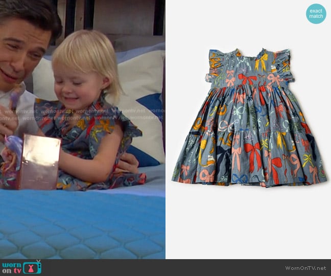 Pink Chicken Baby Girls' Jennifer Dress in Bows on Bows worn by Victoria Kiriakis (Kennedy Hileman) on Days of our Lives