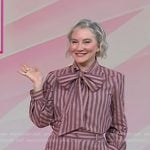 Clea Shearer’s pink striped tie neck blouse and pants on Today