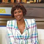 Emayatzy Corinealdi’s checked blazer and mini skirt on Good Morning America