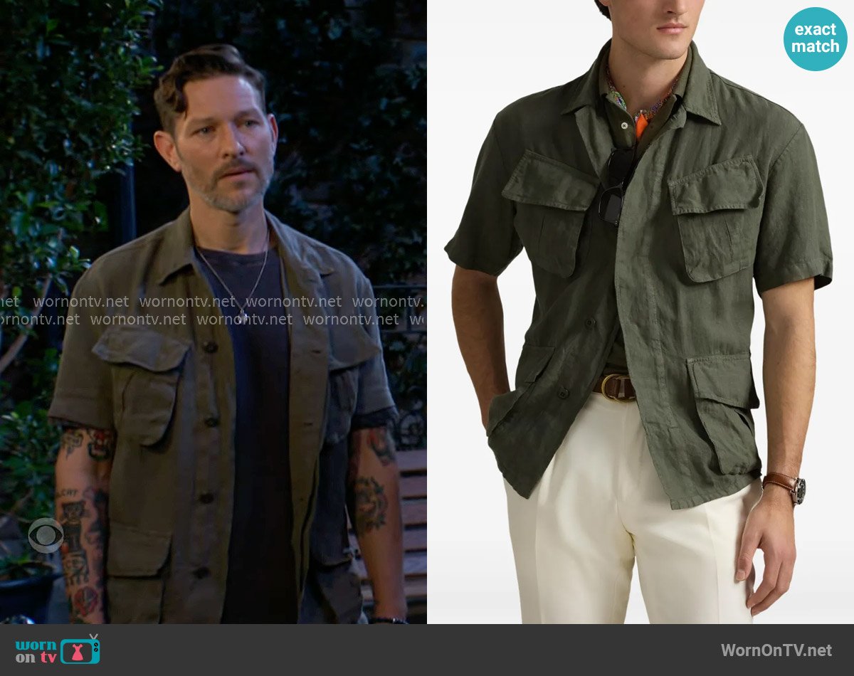 Polo Ralph Lauren Linen Shirt worn by Daniel Romalotti (Michael Graziadei) on The Young and the Restless