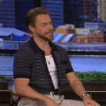 Derek Hough’s navy polo on Live with Kelly and Mark