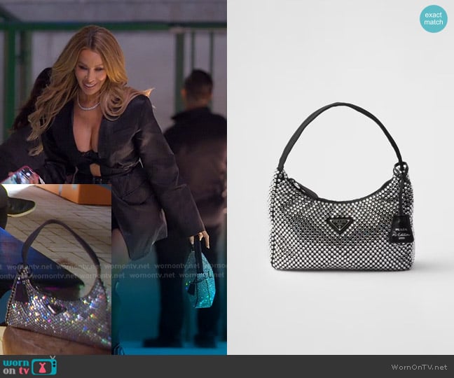 Prada Satin Mini Bag with Crystals worn by Lisa Hochstein (Lisa Hochstein) on The Real Housewives of Miami