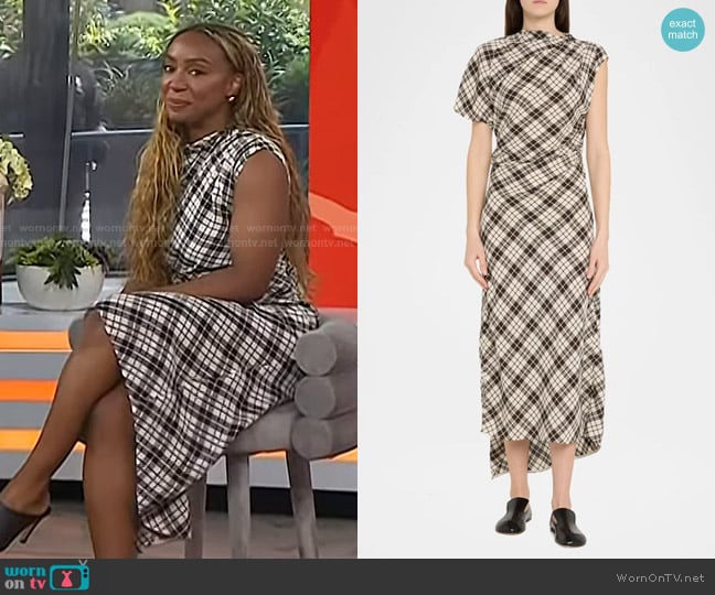 Proenza Schouler Hallie Crinkled Plaid Dress worn by Lindsay Peoples on Today