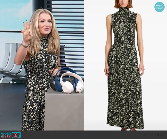 Proenza Schouler High-neck floral maxi dress worn by Maria Provenzano on Access Hollywood