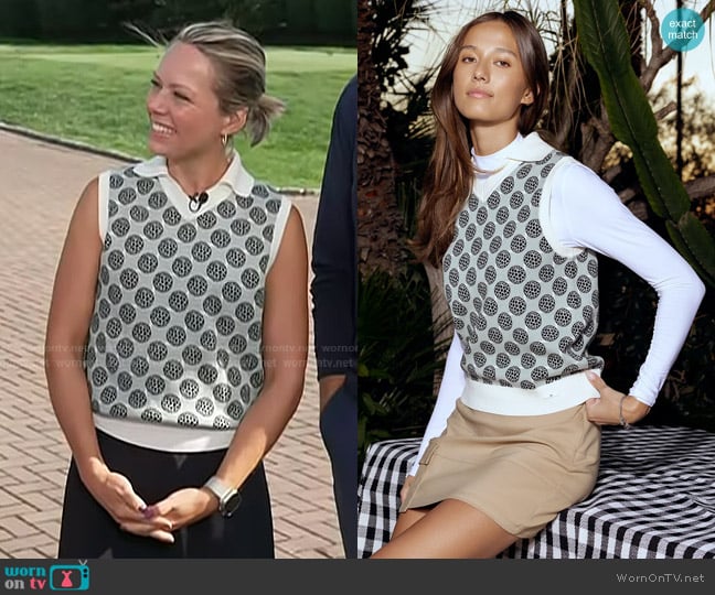 PXG Golf Ball Motif Sleeveless Top in Celadon worn by Dylan Dreyer on Today