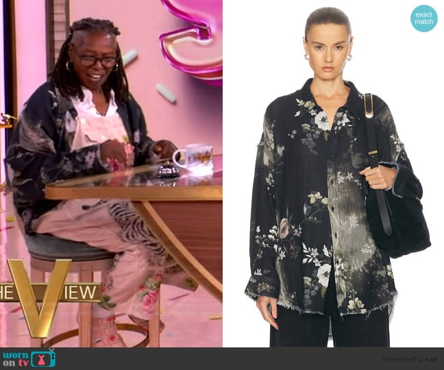 R13 Shredded Seam Drop Neck Shirt worn by Whoopi Goldberg on The View