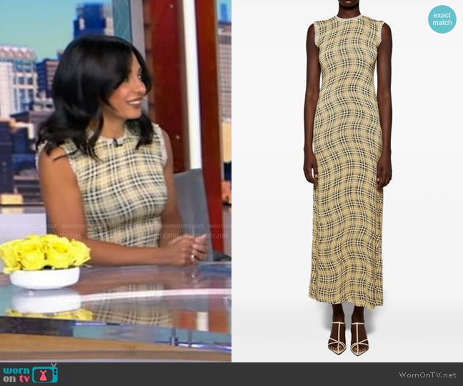 Dr. Tara Narula’s yellow wavy plaid dress on GoMA