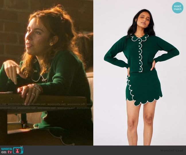 Rachel Antonoff Cupcake Cardigan worn by Amanda (Kelley Pereira) on The Runarounds