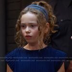 Rachel’s navy pleated dress on Days of our Lives