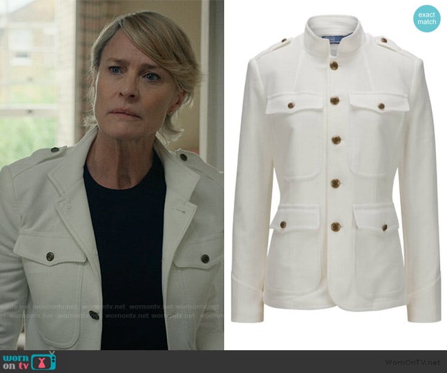Ralph Lauren Buttoned Cotton Jacquard Blazer worn by Laura Sanderson (Robin Wright) on The Girlfriend