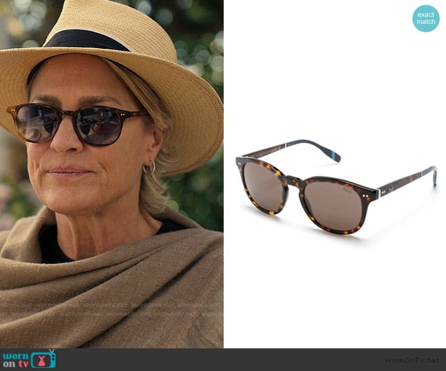 Ralph Lauren Tortoiseshell-effect round-frame sunglasses worn by Laura Sanderson (Robin Wright) on The Girlfriend
