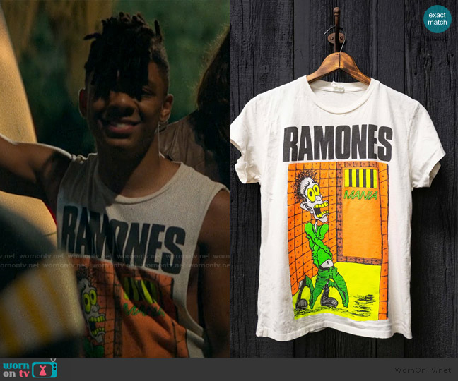Ramones by Madeworn Ramones I Wanna Be Well worn by Bez Willis (Zendé Murdock) on The Runarounds