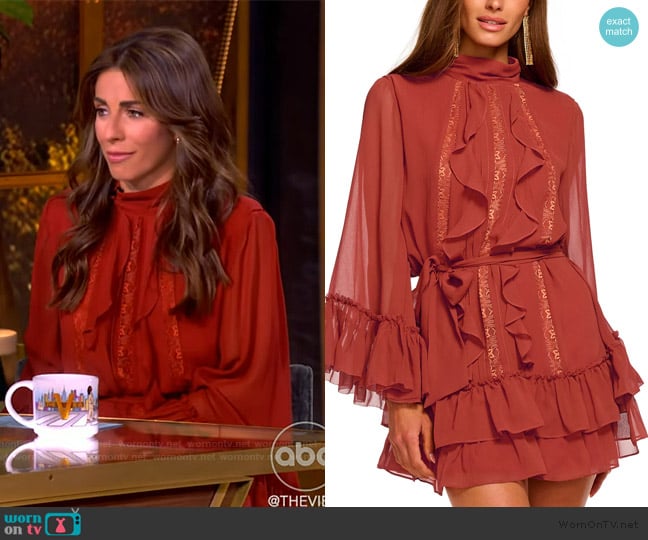 Ramy Brook Claudia Silk Chiffon Ruffle Tiered Mini Dress worn by Alyssa Farah Griffin on The View