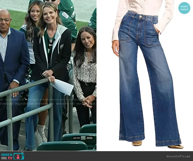 Ramy Brook Theodora High Rise Wide Leg Jeans in Medium Wash worn by Savannah Guthrie on Today