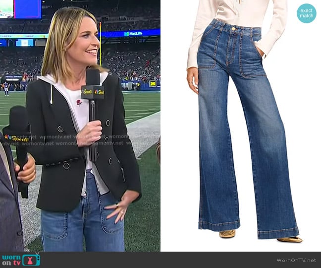 Ramy Brook Theodora High Rise Wide Leg Jeans in Medium Wash worn by Savannah Guthrie on Today