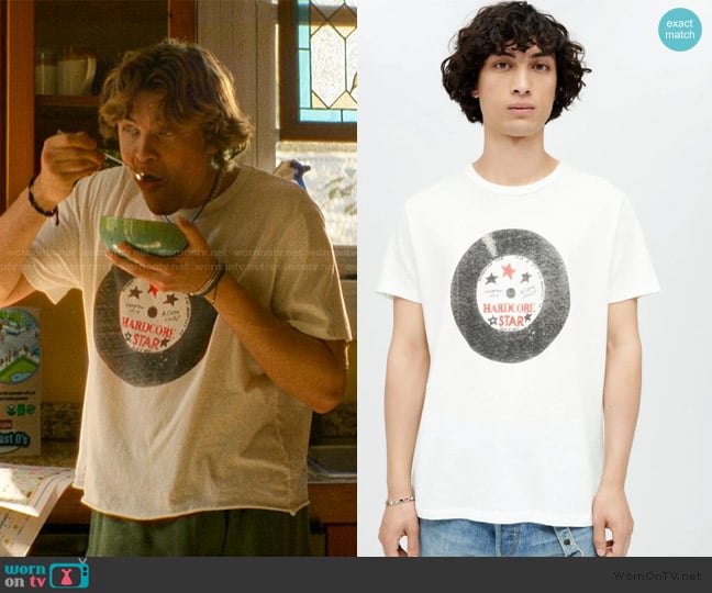 Re/Done Old White Hardcore Star Classic Graphic Tee worn by Charlie Cooper (William Lipton) on The Runarounds
