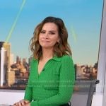 Rebecca’s green textured polo top on Good Morning America