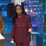 Zinhle’s maroon blazer and pants on NBC News Daily