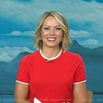 Dylan’s red conrast trim short sleeve sweater on Today