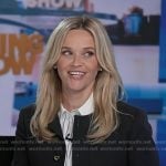 Reese Witherspoon’s black knot button jacket on Good Morning America