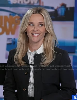 Reese Witherspoon's black knot button jacket on Good Morning America