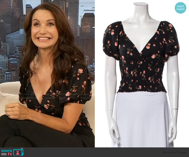 Reformation Floral Print Top worn by Kristin Davis on The Drew Barrymore Show
