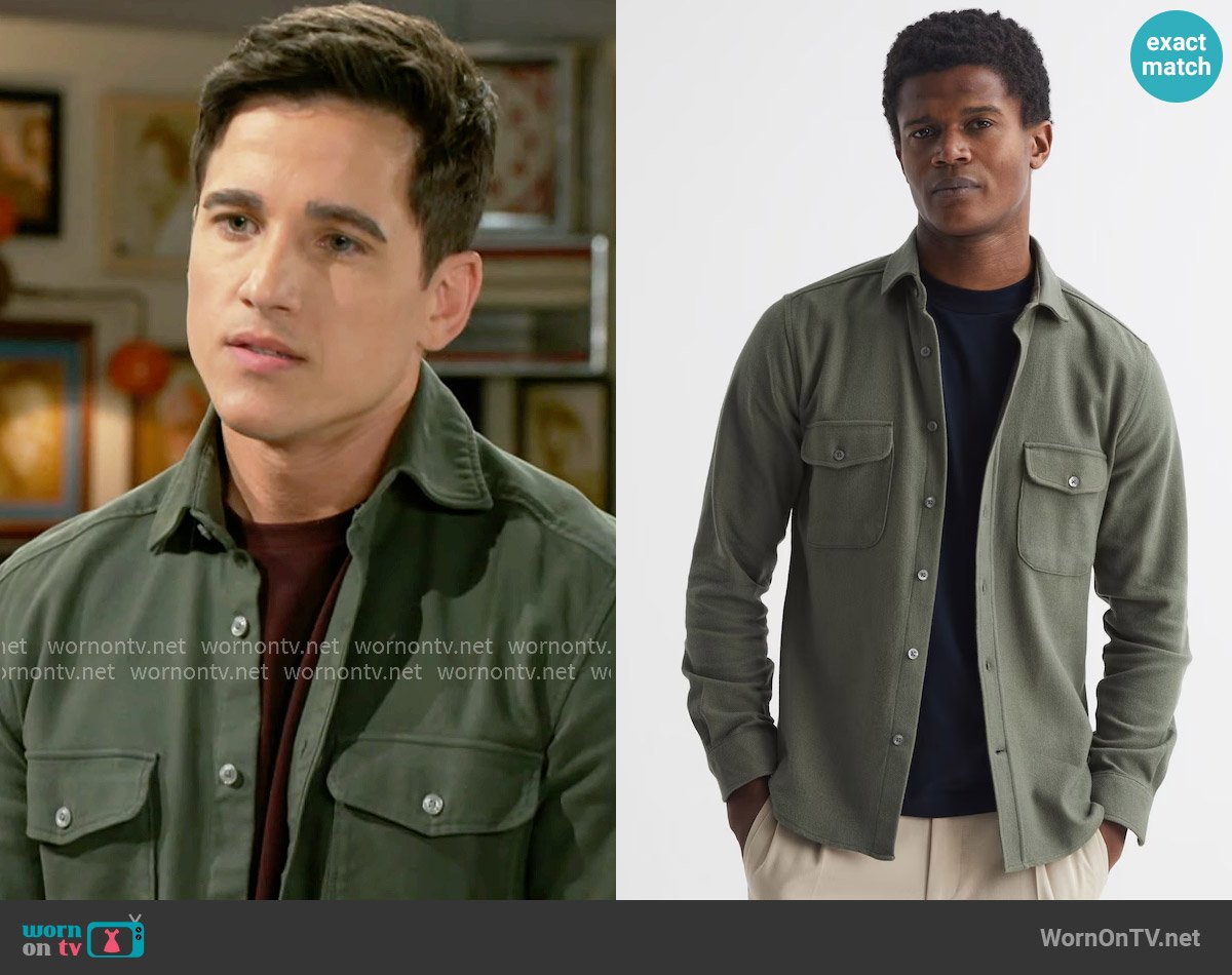 Reiss Burley Shirt in Khaki worn by Bradley 'Smitty' Smith (Mike Manning) on Beyond the Gates