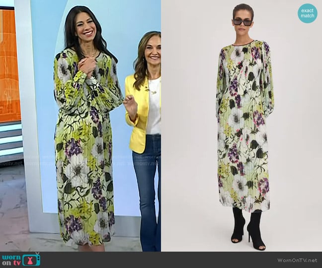 Reiss Florere Printed Blouson Sleeve Midi Dress worn by Dr. Natalie Azar on Today