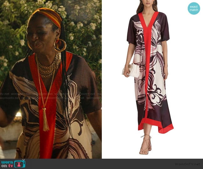 Reiss Hanna orchid print midi dress worn by Isabella Russell-Bailey (Tanya Moodie) on The Girlfriend