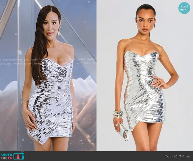 Retrofete Aura Dress in Silver worn by Angie Katsanevas on The Real Housewives of Salt Lake City