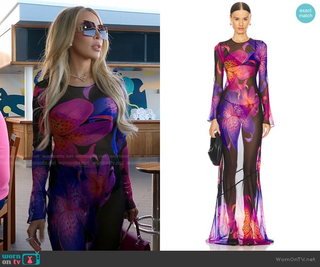 Retrofete Vienna Silk Dress in Hibiscus worn by Lisa Hochstein (Lisa Hochstein) on The Real Housewives of Miami