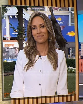 Rhiannon's white jacket on Good Morning America
