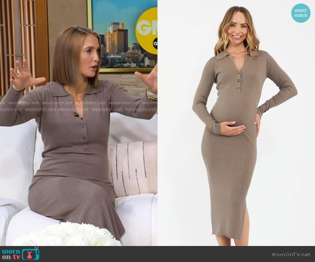 Ripe Sammy Knit Polo Dress in Mocha worn by Kayna Whitworth on Good Morning America
