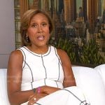 Robin’s white dress with black stitching on Good Morning America