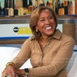 Robin’s beige ribbed leather trim dress on Good Morning America
