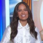 Rocsi’s white pearl embellished top on GMA