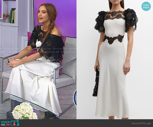 Rodarte Silk Crepe Dress With Black Rose Lace Details worn by Ashlee Simpson Ross on Today