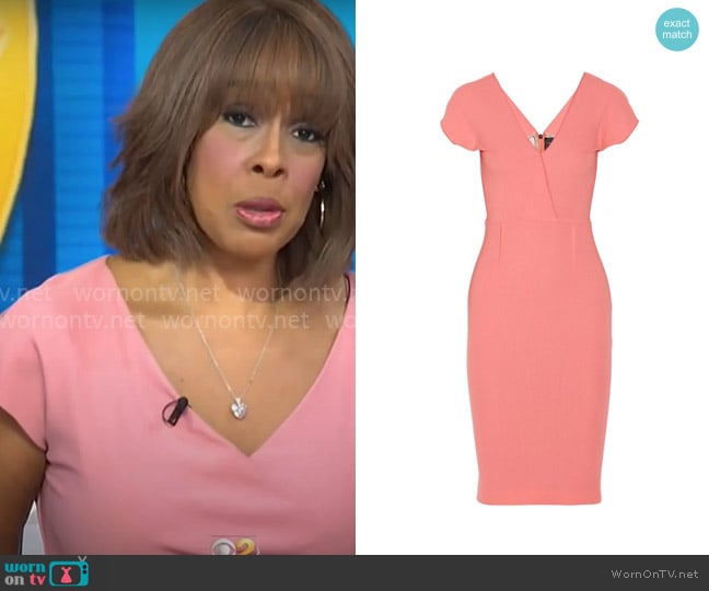 Roland Mouret Surplice Neck Dress worn by Gayle King on CBS Mornings