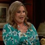 Ronna’s green floral wrap dress on The Bold and the Beautiful