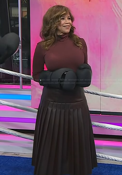 Rosie Perez’s leather pleated skirt on Today