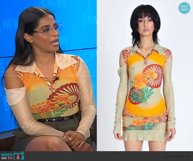 Lily Singh’s printed top on E! News