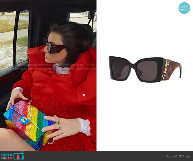 Saint Laurent Blaze Sunglasses SLM119 worn by Bronwyn Newport on The Real Housewives of Salt Lake City