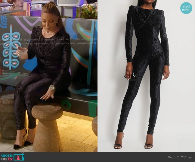Saint Laurent Crushed Velvet Twist Jumpsuit worn by Larsa Pippen (Larsa Pippen) on The Real Housewives of Miami