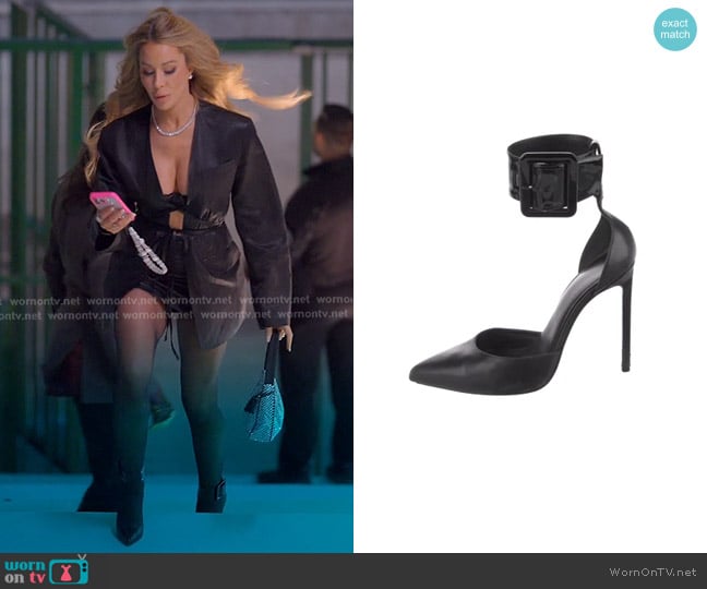 Saint Laurent Leather Ankle-Strap Pumps worn by Lisa Hochstein (Lisa Hochstein) on The Real Housewives of Miami