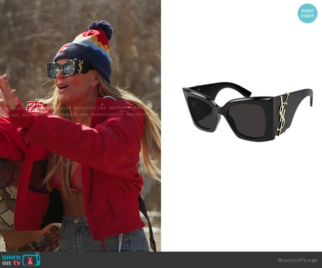Saint Laurent SL M119 Blaze Oversized Sunglasses worn by Heather Gay on The Real Housewives of Salt Lake City