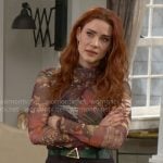 Sally’s butterfly wing print mesh top on The Young and the Restless