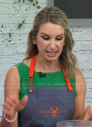 Sally McKenney’s green sleeveless eyelet dress on Today